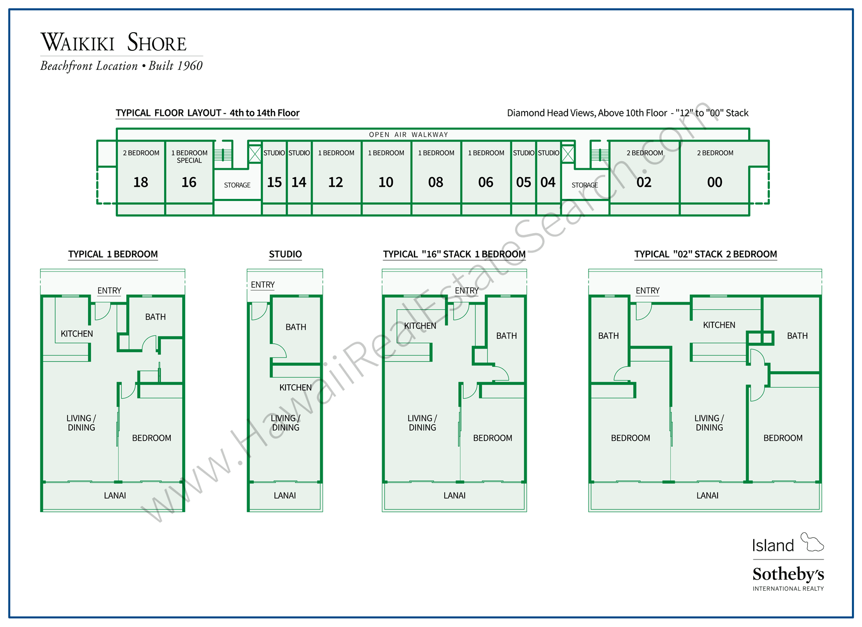 Waikiki Shore Condo Map and Floor Plan